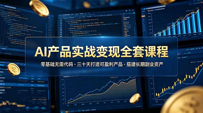 AI产品实战变现全套课程，零基础无需代码，三十天打造可盈利产品搭建长期副业资产-禾谷轻创网