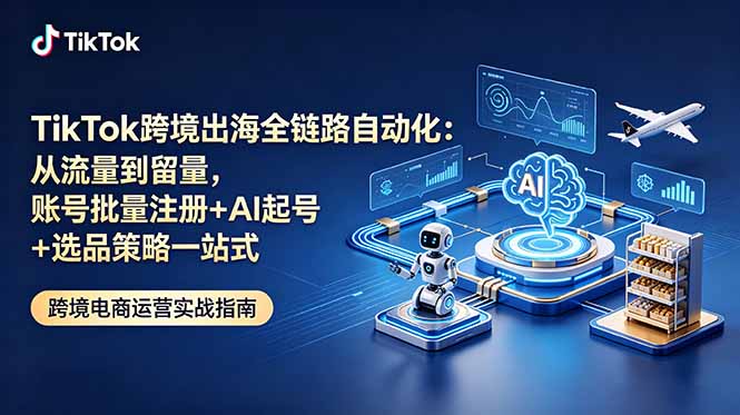 TikTok跨境出海全链路自动化：从流量到留量，账号批量注册+AI起号+选品策略一站式-禾谷轻创网