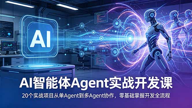 AI智能体Agent实战开发课：20个实战项目从单Agent到多Agent协作，零基础掌握开发全流程-禾谷轻创网