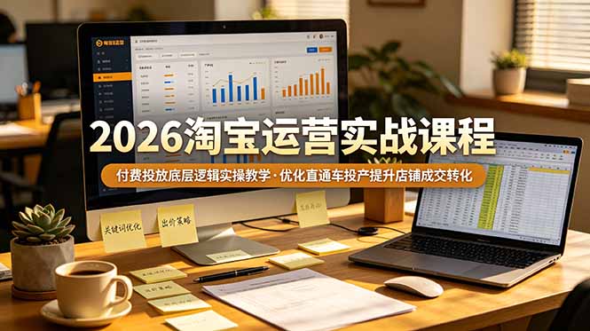 2026 淘宝运营实战课程，付费投放底层逻辑实操教学，优化直通车投产提升店铺成交转化-禾谷轻创网