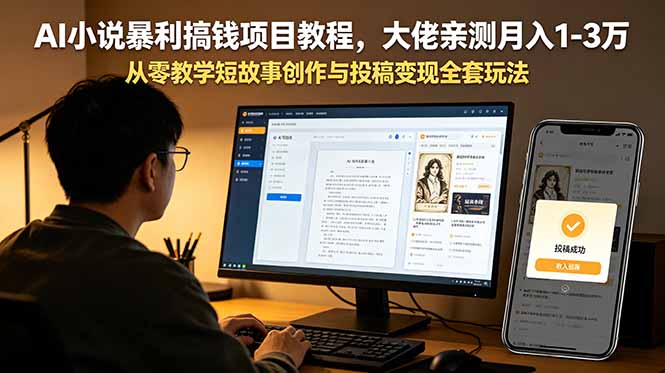 AI小说暴利搞钱项目教程，大佬亲测月入1-3万，从零教学短故事创作与投稿变现全套玩法-禾谷轻创网