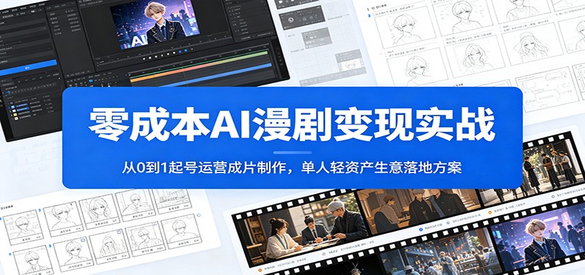 零成本AI漫剧变现实战：从0到1起号运营成片制作，单人轻资产生意落地方案-禾谷轻创网