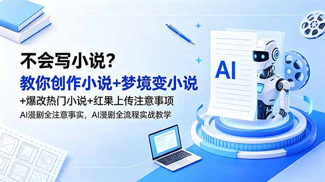 不会写小说？教你创作小说+梦境变小说+爆改热门小说+红果上传注意事项，AI漫剧全流程实战教学-禾谷轻创网