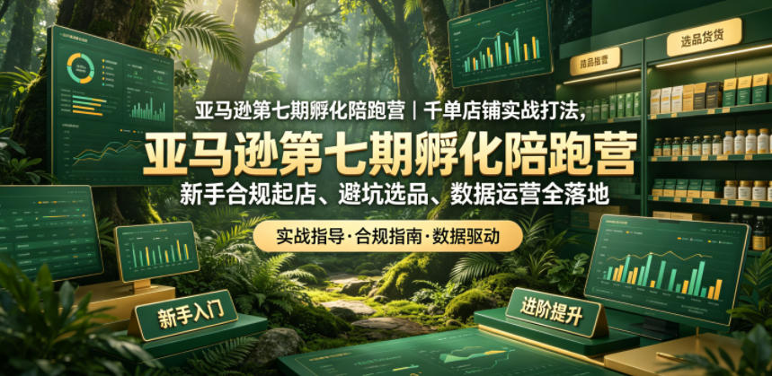 亚马逊第七期孵化陪跑营｜千单店铺实战打法，新手合规起店、避坑选品、数据运营全落地(更新0625)-禾谷轻创网