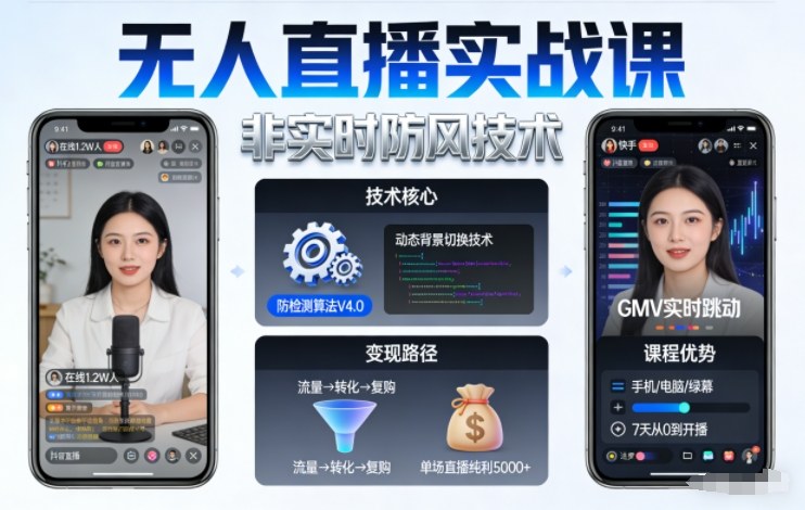 宝子哥无人直播实战课，非实时防风技术，聚焦抖音快手等平台直播带货，轻松开启直播变现之路(更新2026年6月7日)-禾谷轻创网