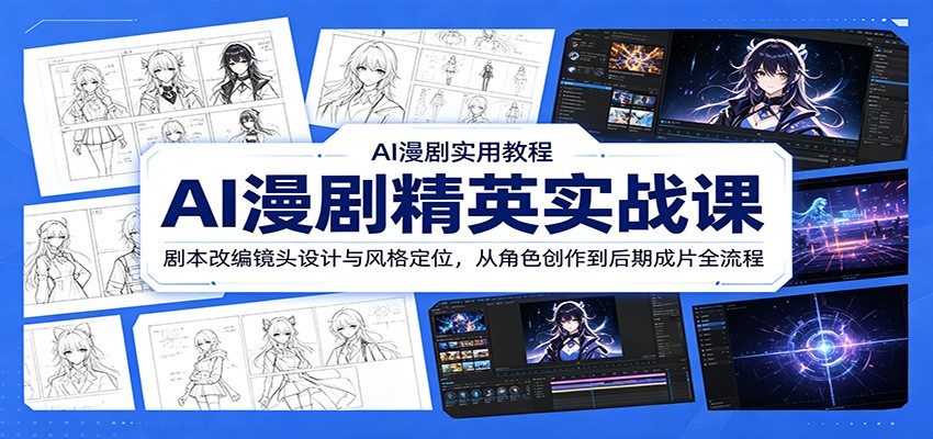 AI漫剧精英实战课：剧本改编镜头设计与风格定位，从角色创作到后期成片全流程-禾谷轻创网