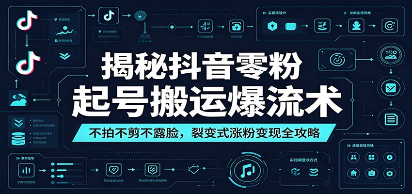 揭秘抖音零粉起号搬运爆流术：不拍不剪不露脸，裂变式涨粉变现全攻略-禾谷轻创网