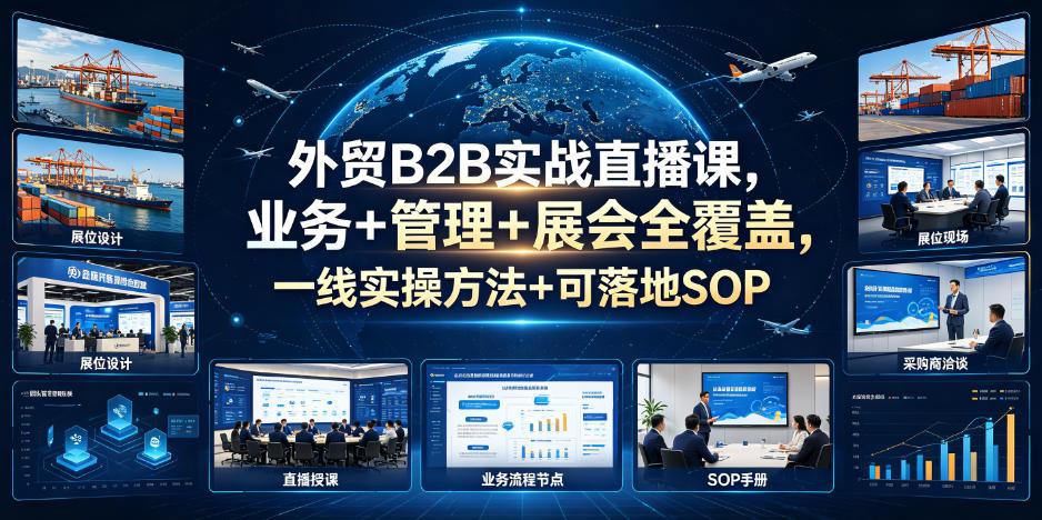 外贸B2B实战直播课，业务+管理+展会全覆盖，一线实操方法+可落地SOP-禾谷轻创网