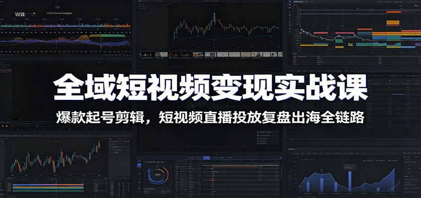 全域短视频变现实战课：爆款起号剪辑，短视频直播投放复盘出海全链路-禾谷轻创网