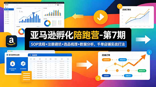 亚马逊孵化陪跑营-第7期：SOP流程+注册避坑+选品梳理+数据分析，千单店铺实战打法(更新0625-禾谷轻创网