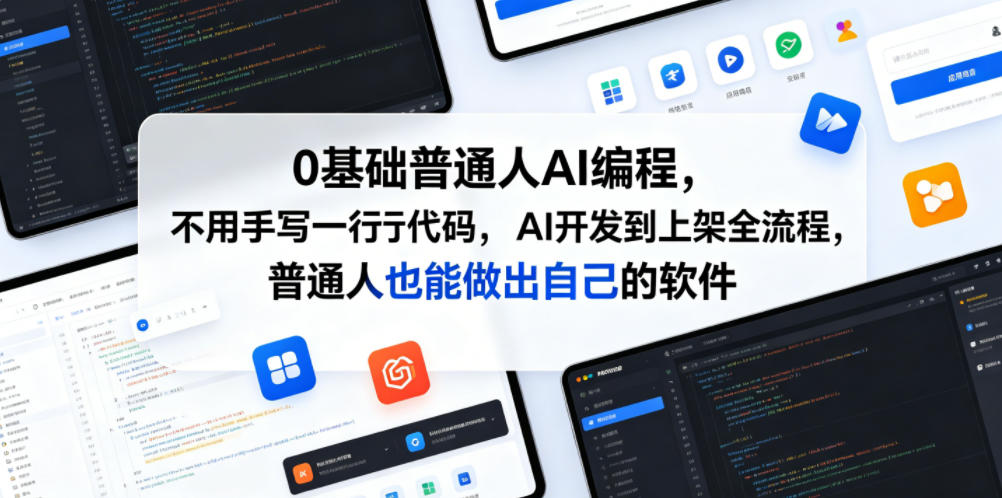 0基础普通人AI编程，不用手写一行代码，AI开发到上架全流程，普通人也能做出自己的软件-禾谷轻创网