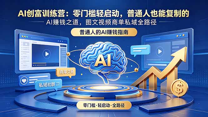 AI创富训练营:零门槛轻启动,普通人也能复制的AI赚钱之道,图文视频商单私域全路径-禾谷轻创网
