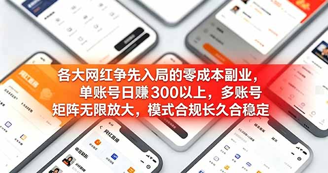 各大网红争先入局的零成本副业，单账号日赚 300 以上，多号矩阵可放大，模式合规长久稳定！-禾谷轻创网