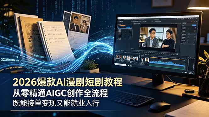2026 爆款 AI 漫剧短剧教程 从零精通 AIGC 创作全流程 既能接单变现又能就业入行-禾谷轻创网