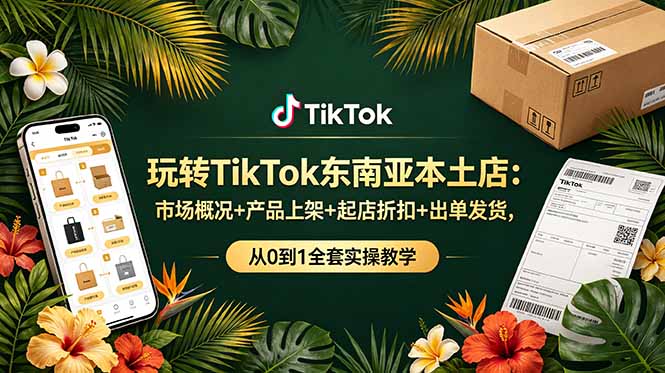 玩转TikTok东南亚本土店：市场概况+产品上架+起店折扣+出单发货，从0到1全套实操教学-禾谷轻创网