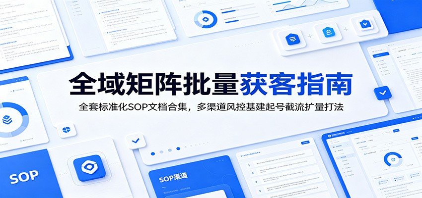 全域矩阵批量获客指南：全套标准化SOP文档合集，多渠道风控基建起号截流扩量打法-禾谷轻创网