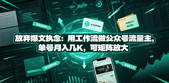放弃爆文执念：用工作流做公众号流量主，单号月入几K，可矩阵放大-禾谷轻创网