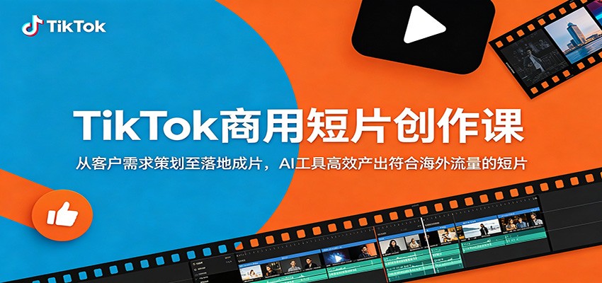 TikTok商用短片创作课：从客户需求策划至落地成片，AI工具高效产出符合海外流量的短片-禾谷轻创网