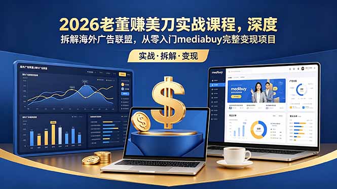 2026老董赚美刀实战课程，深度拆解海外广告联盟，从零入门mediabuy完整变现项目-禾谷轻创网