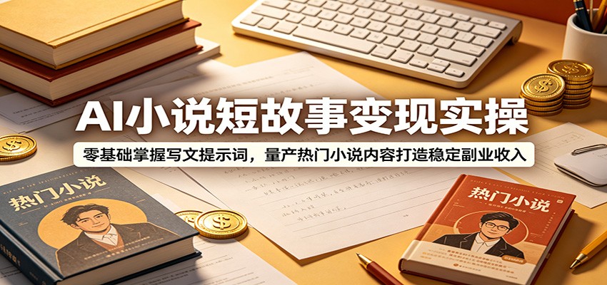 AI小说短故事变现实操：零基础掌握写文提示词，量产热门小说内容打造稳定副业收入-禾谷轻创网