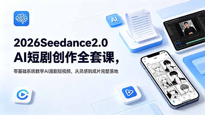 2026Seedance2.0AI短剧创作全套课，零基础系统教学AI漫剧短视频，从灵感到成片完整落地-禾谷轻创网