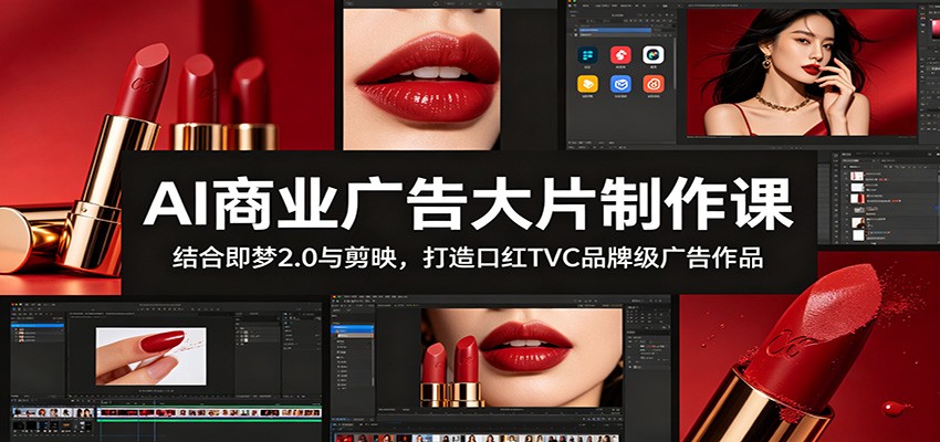AI商业广告大片制作课：结合即梦2.0与剪映，打造口红TVC品牌级广告作品-禾谷轻创网