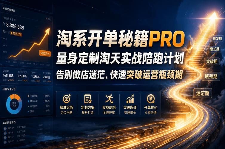 淘系开单秘籍PRO，量身定制淘天实战陪跑计划，告别做店迷茫、快速突破运营瓶颈期(2026年6月11)-禾谷轻创网