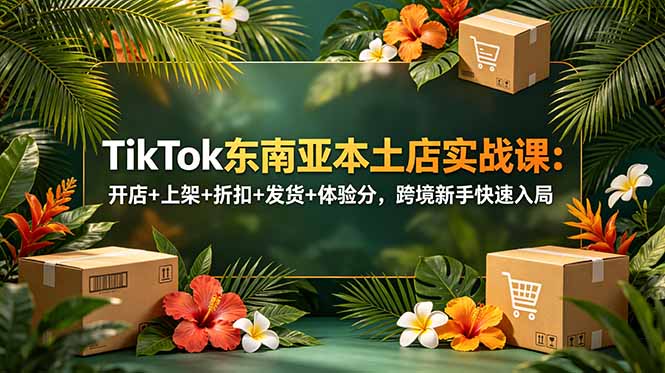 TikTok东南亚本土店实战课：开店+上架+折扣+发货+体验分，跨境新手快速入局-禾谷轻创网
