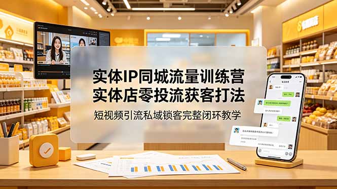 实体IP同城流量训练营：实体店零投流获客打法，短视频引流私域锁客完整闭环教学-禾谷轻创网