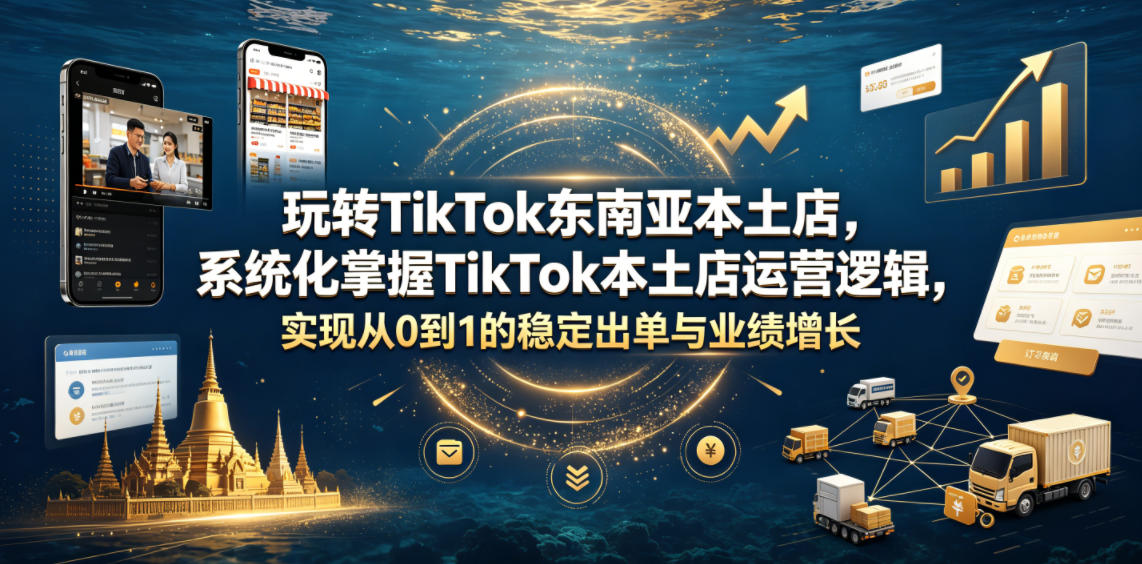 玩转TikTok东南亚本土店，系统化掌握TikTok本土店运营逻辑，实现从0到1的稳定出单与业绩增长-禾谷轻创网