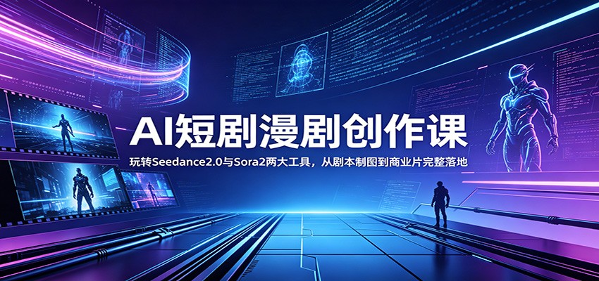 AI短剧漫剧创作课：玩转Seedance2.0与 Sora2两大工具，从剧本制图到商业片完整落地-禾谷轻创网