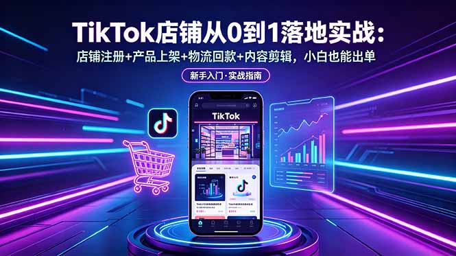 TikTok店铺从0到1落地实战：店铺注册+产品上架+物流回款+内容剪辑，小白也能出单-禾谷轻创网