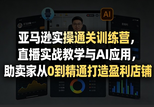亚马逊实操通关训练营，直播实战教学与AI应用，助卖家从0到精通打造盈利店铺(更新6月18日)-禾谷轻创网