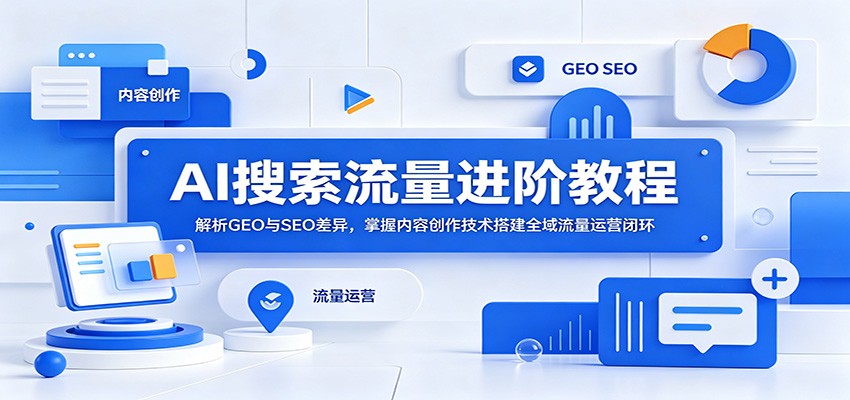 AI搜索流量进阶教程：解析GEO与SEO差异，掌握内容创作技术搭建全域流量运营闭环-禾谷轻创网