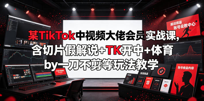 某TikTok中视频大佬会员实战课，含切片假解说+TK开中+体育by一刀不剪等玩法教学-禾谷轻创网