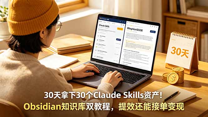 30天拿下30个Claude Skills资产！Obsidian知识库双教程，提效还能接单变现-禾谷轻创网