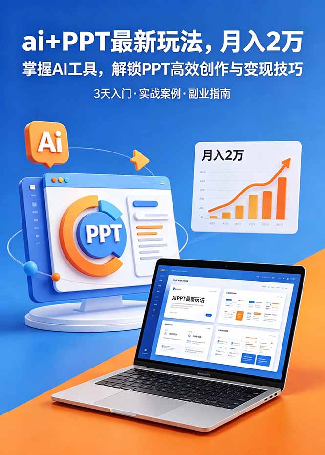 ai+PPT最新玩法，月入2万掌握AI工具，解锁PPT高效创作与变现技巧3天入门，实战案例·副业指南-禾谷轻创网
