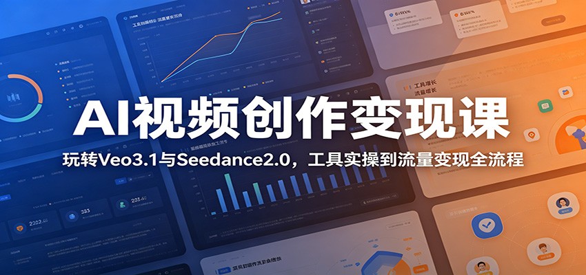 AI视频创作变现课：玩转Veo3.1与Seedance2.0，工具实操到流量变现全流程-禾谷轻创网