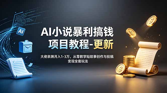 AI小说暴利搞钱项目教程-更新，大佬亲测月入1-3万，从零教学短故事创作与投稿变现全套玩法-禾谷轻创网