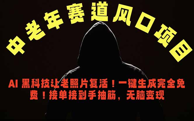 中老年风口项目，AI 黑科技让老照片复活！一键生成完全免费！接单接到手抽筋，无脑变现-禾谷轻创网