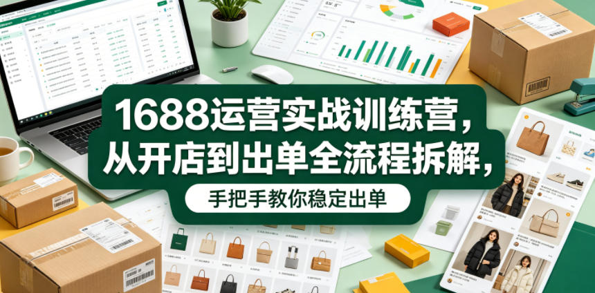 1688运营实战训练营，从开店到出单全流程拆解，手把手教你稳定出单(更新0620)-禾谷轻创网