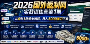 2026国外返利网实战变现营-第一期，从零拆解项目逻辑与流程，跑通完整变现链路，月入5000美金-禾谷轻创网