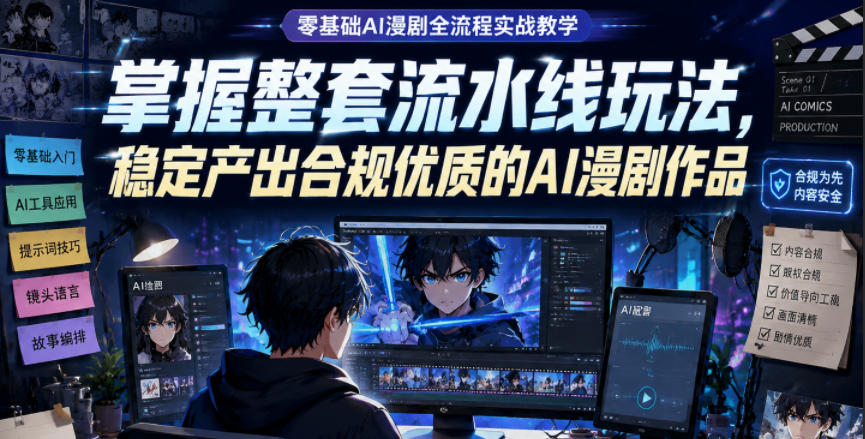 零基础AI漫剧全流程实战教学，掌握整套流水线玩法，稳定产出合规优质的AI漫剧作品-禾谷轻创网