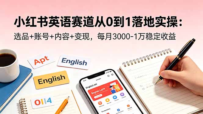小红书英语赛道从0到1落地实操：选品+账号+内容+变现，每月3000-1万稳定收益-禾谷轻创网