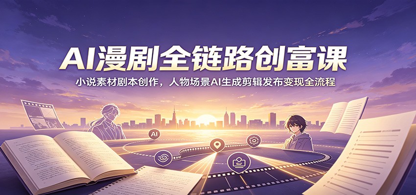 AI漫剧全链路创富课：小说素材剧本创作，人物场景AI生成剪辑发布变现全流程-禾谷轻创网
