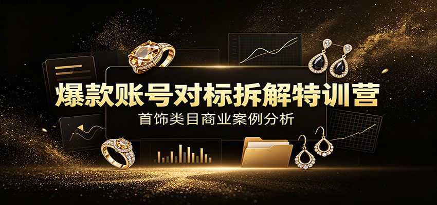 爆款账号对标拆解特训营：首饰类目商业案例分析，配套完整资料内容-禾谷轻创网