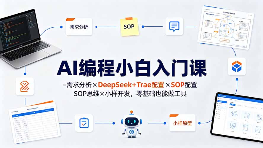 AI编程小白入门课-需求分析×DeepSeek+Trae配置×SOP思维×小样开发，零基础也能做工具-禾谷轻创网