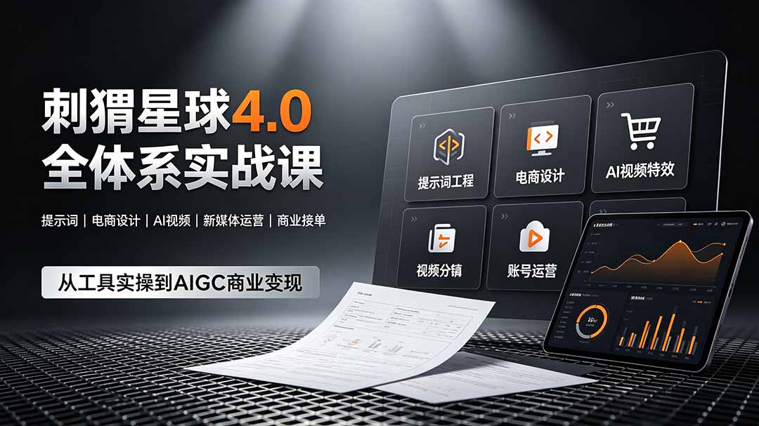 刺猬星球4.0全体系实战课，覆盖提示词工程、电商设计、AI视频特效与新媒体运营，一站式掌握AIGC商业核心技能-禾谷轻创网