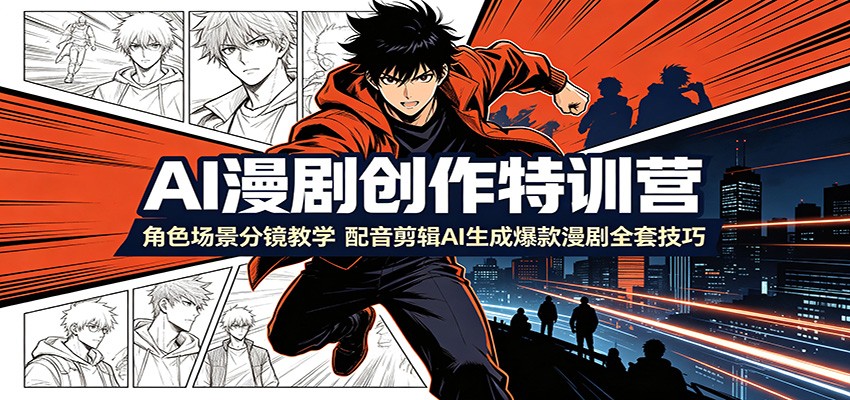 AI漫剧创作特训营：角色场景分镜教学，配音剪辑AI生成爆款漫剧全套技巧-禾谷轻创网