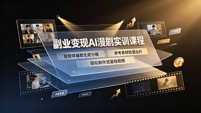 副业变现AI漫剧实训课程，智能体辅助生成分镜，参考素材批量出片，轻松制作流量短视频-禾谷轻创网